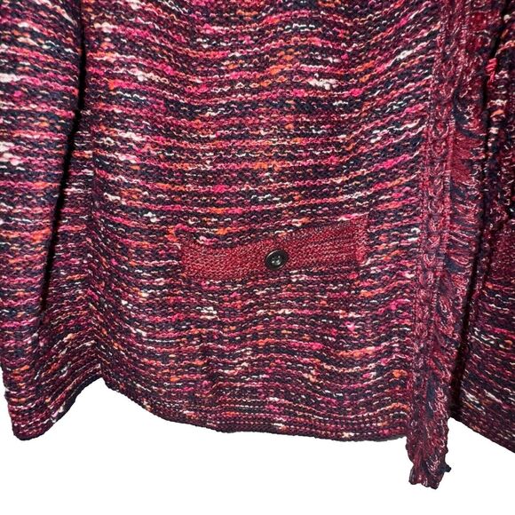 J. Jill Large Colorful Hook & Eye Cardigan Jacket Faux Pockets Shoulder Pads - Picture 2 of 5